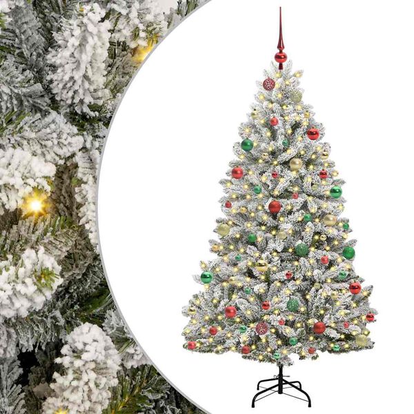 vidaXL Kunstig juletre med 300 LED Gr&oslash;nn og hvit 180 cm PVC og metall