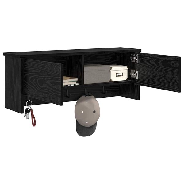 vidaXL Vegghengt kleshenger Svart Eik 80 x 20 x 30 cm Konstruert tre