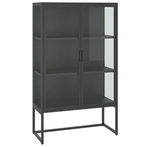 vidaXL Highboard antrasitt 80x35x135 cm st&aring;l og herdet glass
