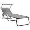 vidaXL Sammenleggbar solstol Gr&aring; 190 x 57 x 81 cm oxford