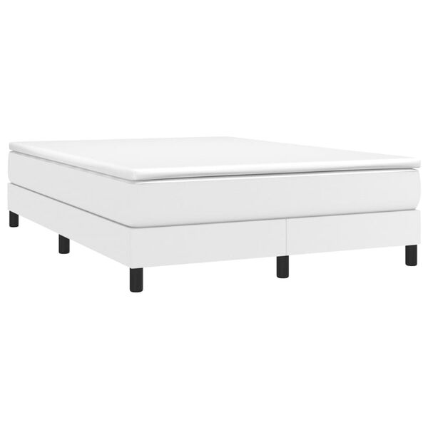 vidaXL Boxspring-sengeramme hvit 135x190 cm Double kunstskinn