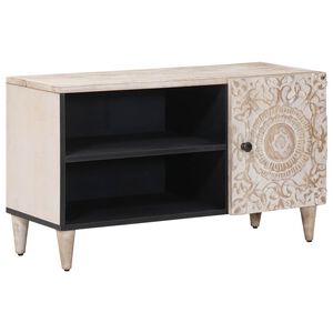 vidaXL TV-skap med hylle Hvit 80 x 31,5 x 46 cm Massiv mango tre
