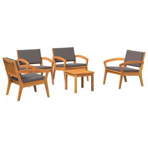vidaXL Bistrosett med pute 5 pcs Brun 59,5 x 70,5 x 72,5 cm Polyester