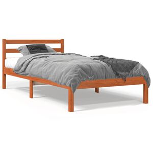 vidaXL Sengeramme uten madrass voksbrun 90x190 cm heltre furu