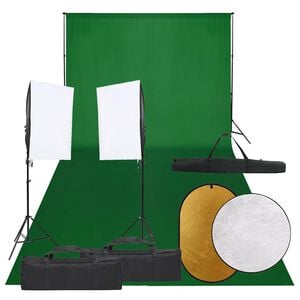 vidaXL Fotostudiosett med lyssett, bakgrunn og reflektor