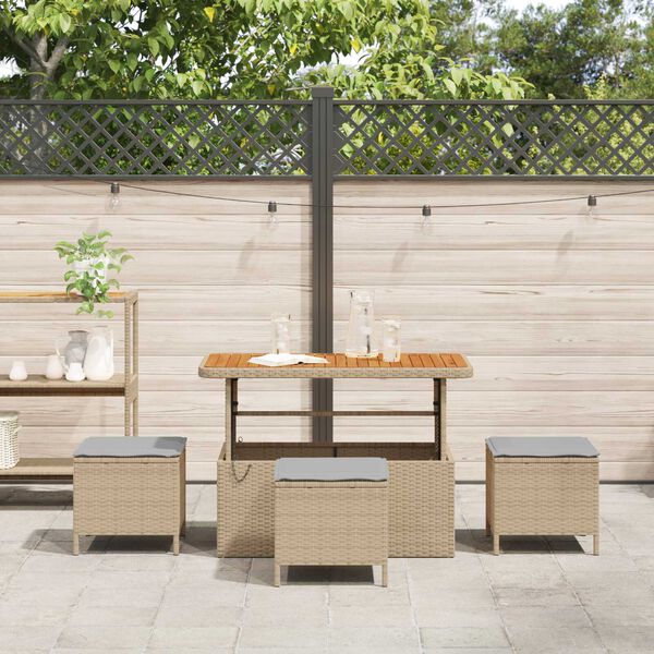 vidaXL Hage Spisegruppe Beige Poly rattan