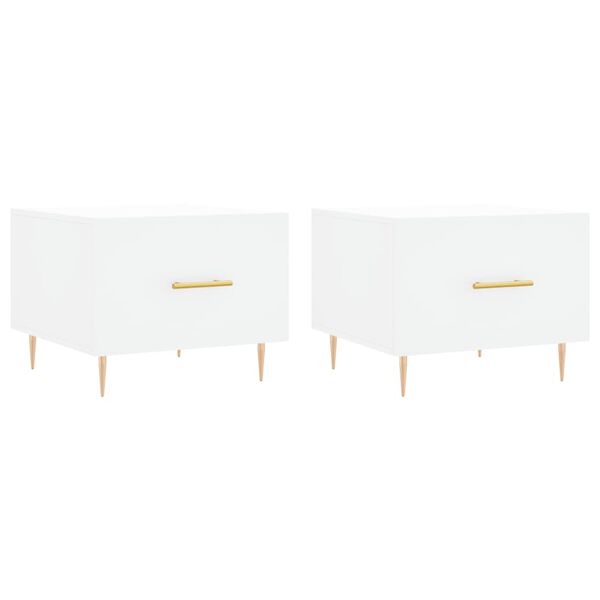 vidaXL Salongbord 2 stk hvit 50x50x40 cm konstruert tre