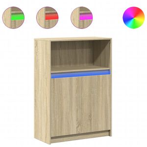 vidaXL Skjenk med LED sonoma eik 72x34x100 cm konstruert tre