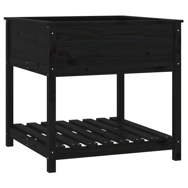 vidaXL Plantekasse med hylle hvit 82,5x82,5x81 cm heltre furu