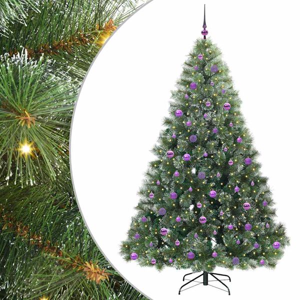 vidaXL Kunstig juletre med 300 LED med stativ gr&oslash;nn 210 cm PE og PVC
