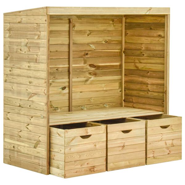 vidaXL Hagebenk med tak og 3 skuffer 170 cm heltre furu