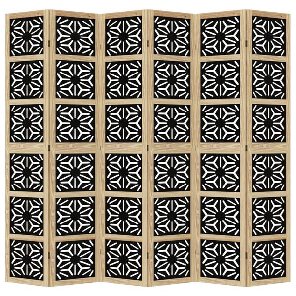 vidaXL Romdeler 5 paneler brun og svart heltre keisertre