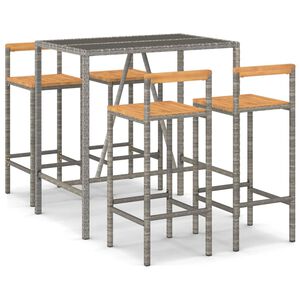 vidaXL Hagebarsett 5 deler gr&aring; polyrotting og heltre akasie