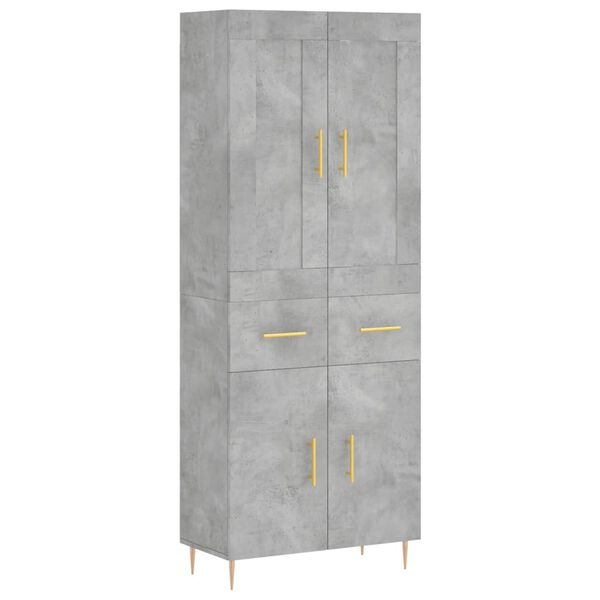 vidaXL Highboard betonggr&aring; 69,5x34x180 cm konstruert tre