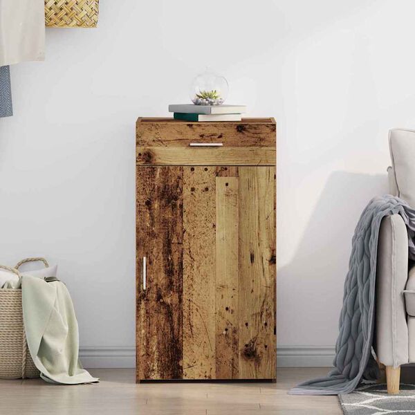 vidaXL Serviesskap med skuff Gammelt tre 50 x 42,5 x 93 cm