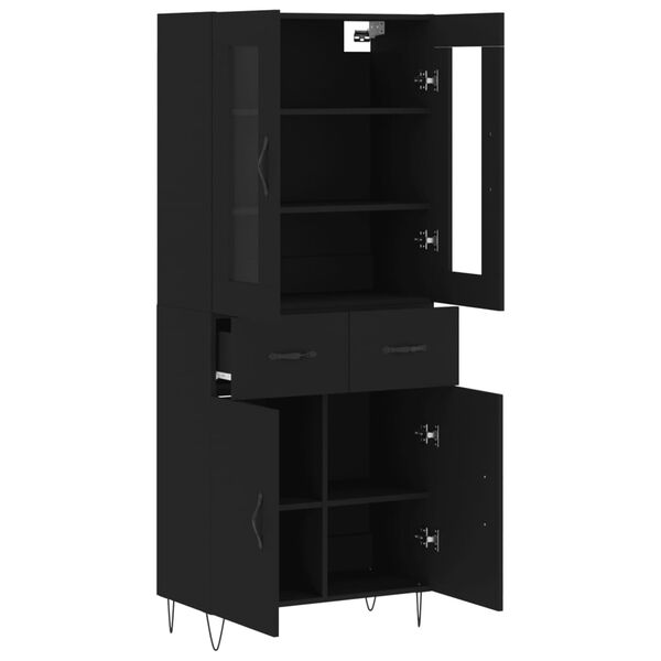 vidaXL Highboard svart 69,5x34x180 cm konstruert tre