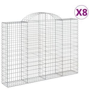 vidaXL Gabionkurver buede 8 stk 200x30x140/160 cm galvanisert jern