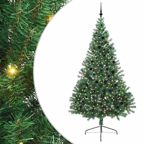 vidaXL Kunstig Forh&aring;ndsopplyst Juletre med 300 LED gr&oslash;nn 240 cm PVC
