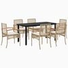 vidaXL Hagespisegruppe med puter 7 deler polyrotting beige