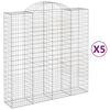 vidaXL Gabionkurver buede 5 stk 200x50x200/220 cm galvanisert jern