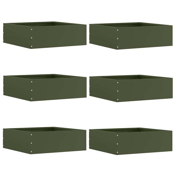 vidaXL Gjerdekant 6 pcs Olivengr&oslash;nn 40 x 40 x 13 cm St&aring;l