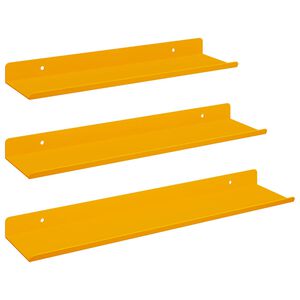 vidaXL Flytende hylle 3 pcs Sennepsgul 40 x 9 x 2,5 cm St&aring;l
