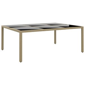 vidaXL Hagebord 200x150x75 cm herdet glass og polyrotting beige