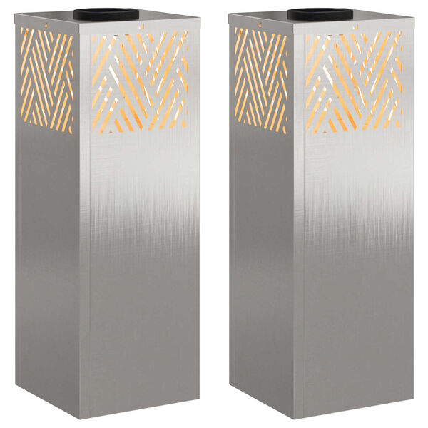 vidaXL Solenergi LED stibelys 2 pcs Rustfritt St&aring;l Rustfritt St&aring;l