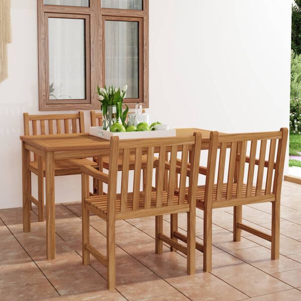 vidaXL 5-delers hagespisesett 160x80 cm heltre teak