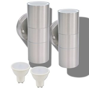 VidaXL Utend&oslash;rs LED Vegglamper 2 stk Rustfritt st&aring;l Oppover/Nedover