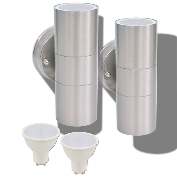 VidaXL Utend&oslash;rs LED Vegglamper 2 stk Rustfritt st&aring;l Oppover/Nedover