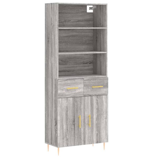 vidaXL Highboard gr&aring; sonoma 69,5x34x180 cm konstruert tre