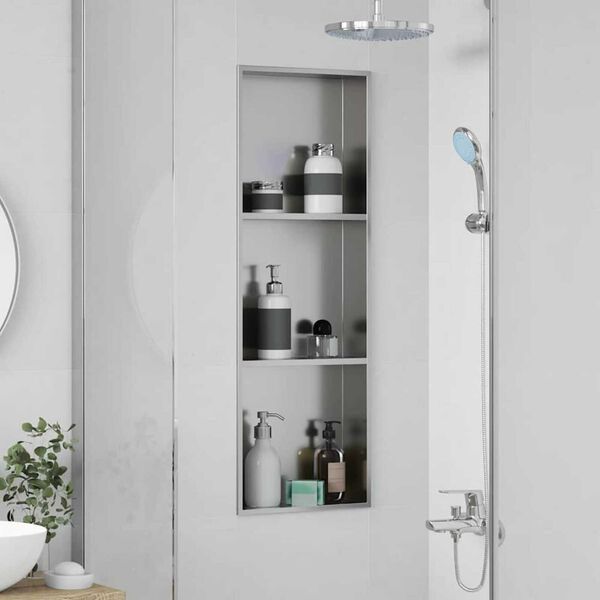 vidaXL Dusjniche s&oslash;lv 90 x 30 x 9,5 cm Rustfritt St&aring;l