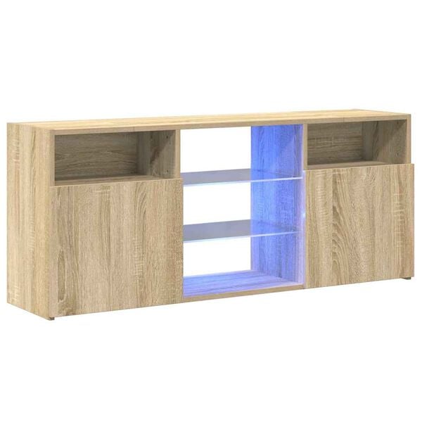 vidaXL TV-benk med LED-lys sonoma eik 120x30x50 cm