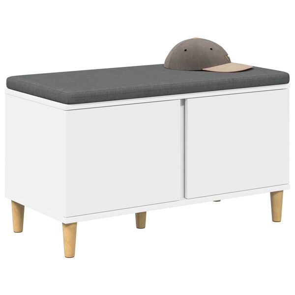 vidaXL Gangbenk med pute med lagring med d&oslash;r Hvit 80 x 38 x 46 cm