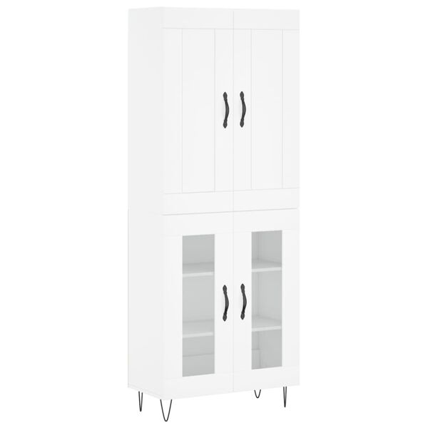 vidaXL Highboard hvit 69,5x34x180 cm konstruert tre
