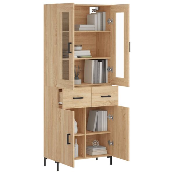 vidaXL Highboard sonoma eik 69,5x34x180 cm konstruert tre