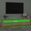 vidaXL TV-benk med LED-lys sonoma eik 180x35x40 cm