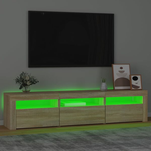 vidaXL TV-benk med LED-lys sonoma eik 180x35x40 cm
