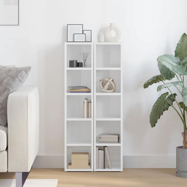 vidaXL CD-skap 2 stk h&oslash;yglans hvit 21x16x93,5 cm sponplate