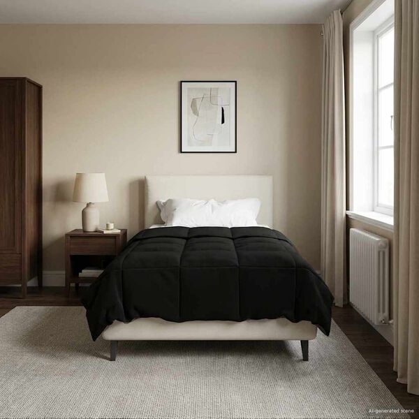 vidaXL Full &aring;r dyne Quilted Svart 135 x 220 cm Mikrofiber