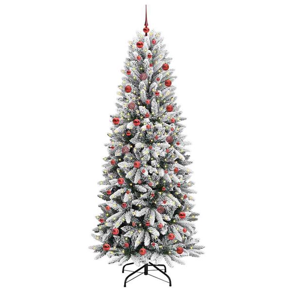 vidaXL Kunstig juletre med 300 LED Hvit 210 cm PVC, plast, st&aring;l og PE