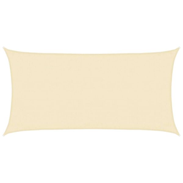 vidaXL Solseil 160 g/m² kremhvit 3x6 m HDPE