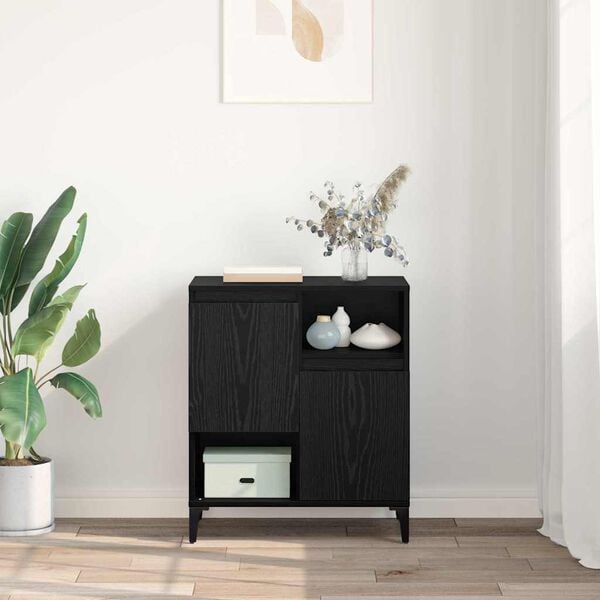 vidaXL Serviesskap Svart Eik 60 x 35 x 70 cm Konstruert tre