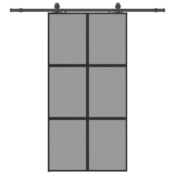 vidaXL Skyved&oslash;r med monteringssett svart 102,5x205 cm herdet glass