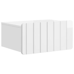 vidaXL Vegghengt Nattbord med skuff H&oslash;gglans hvit 49 x 34,5 x 24 cm