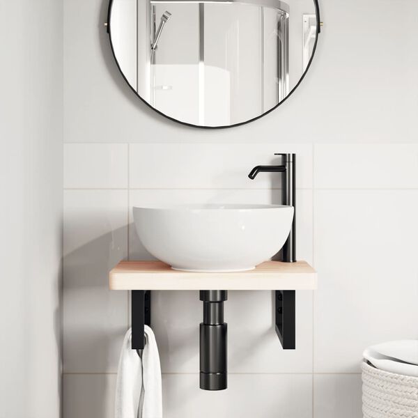 vidaXL Hyllebraketter for servant 2 stk svart rektangulært stål