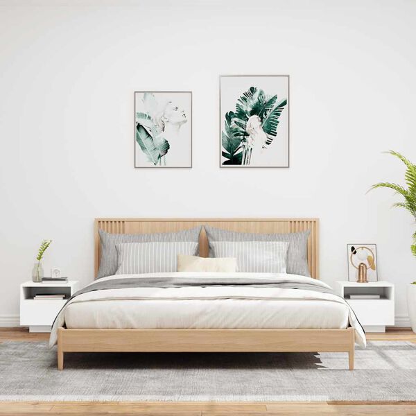 vidaXL Nattbord med LED 2 stk hvit 40x39x37 cm