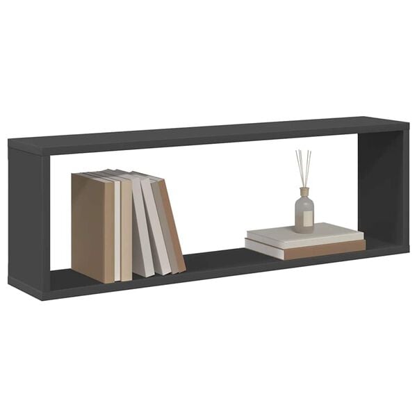 vidaXL Vegghyller kubeformet 4 stk gr&aring; 80x15x26,5 cm konstruert tre