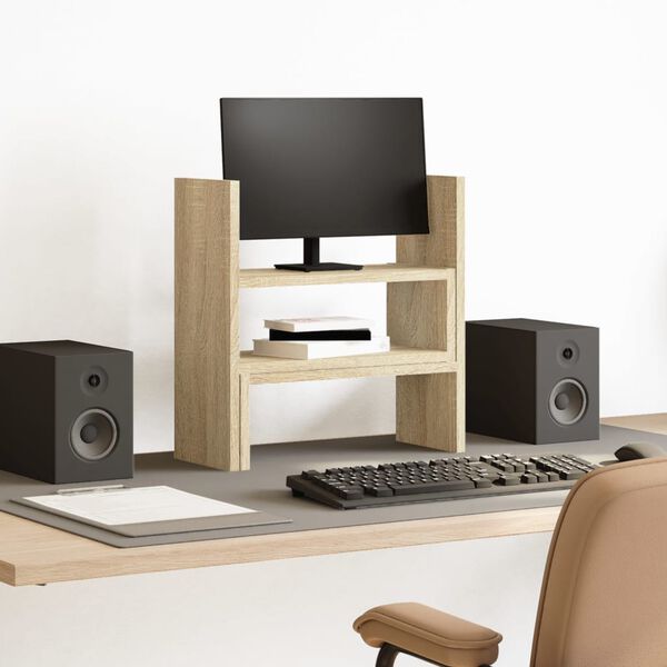 vidaXL Justerbar skrivebordshylle sonoma eik 40x17x41cm konstruert tre